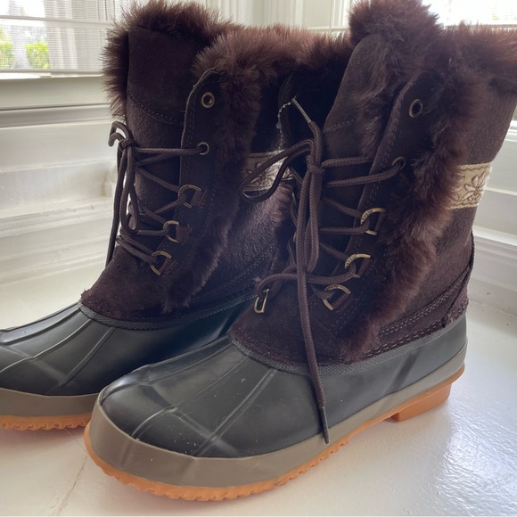 BEARPAW Women's Floral Tess Faux Fur-Trim Duck Boot Winter White US 6M / EUR 37 - Picture 4 of 8